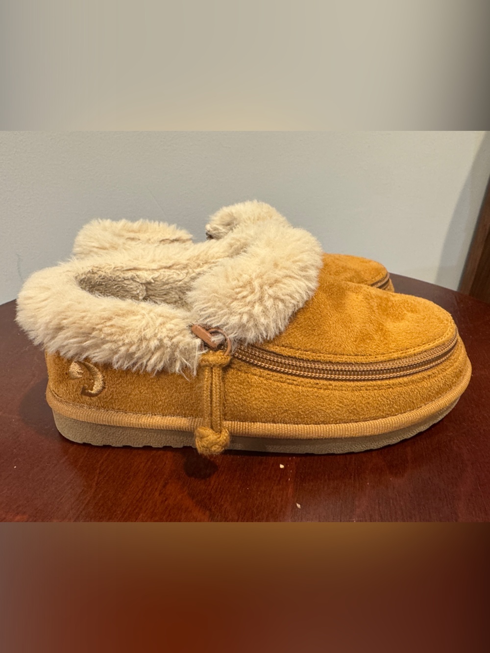 Billy Kids Cozy Faux-Suede Slipper Booties with Plush Lining - Chestnut